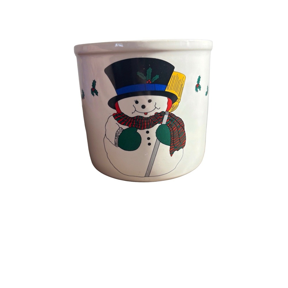 Vintage 1988 Inarco Holiday Christmas Snowman Holly 4.5" Pot